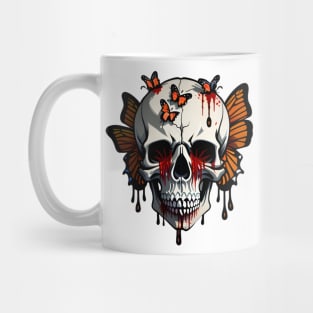 skull with beautiful butterflies Mug